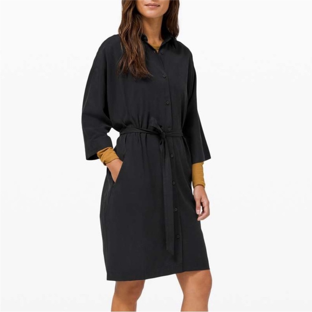 Lululemon perfectly poised cupro blend oversized shirt dress size 2 gorgeous!